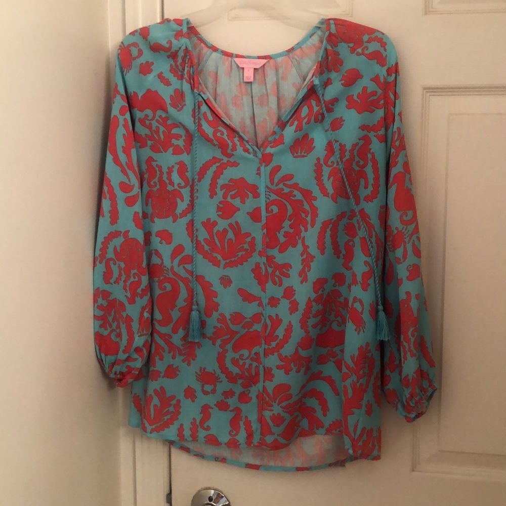 Lilly Pulitzer “Don't Be Shellfish' Tassel tunic
